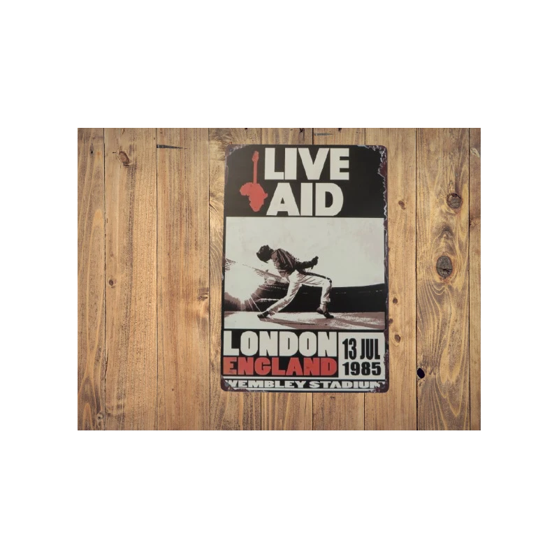 Enseigne murale LIVE AID '13 juillet 1985' Vintage Retro - Mancave - Décoration murale - Enseigne publicitaire -