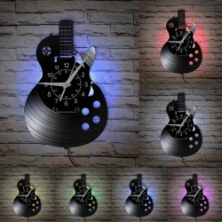 Horloge LP Guitare Gibson Les Paul / horloge murale en vinyle avec éclairage LED