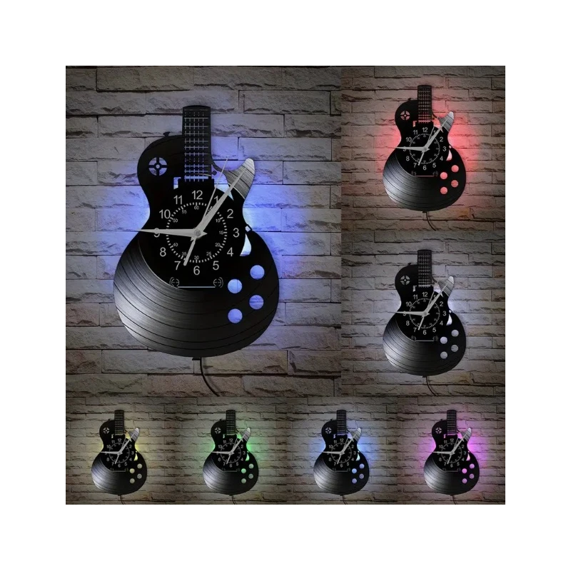 Horloge LP Guitare Gibson Les Paul / horloge murale en vinyle avec éclairage LED