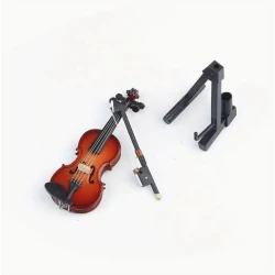 handmade violin (brown) with bow, case and stand approx. 8 cm