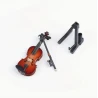 violon fait main (marron) avec archet, étui à violon et support environ 8 cm