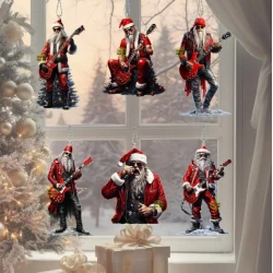 Ensemble de Noël Rock Santa, figurines en fibre de verre à suspendre