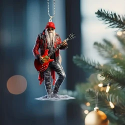 Set Christmas Rock Santa, fiberglas figuren om op te hangen