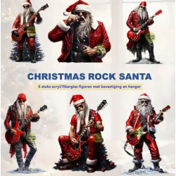 Set Christmas Rock Santa, fiberglas figuren om op te hangen