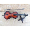 handgemaakte viool (rood/bruin) met strijkstok en standaard
