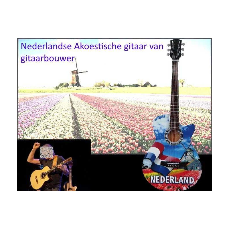 gitaar akoestisch van Nederlandse gitaarbouwer Hustings "Holland"