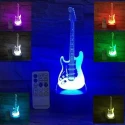 Miniatuur ROCK LED gitaar Fender Stratocaster 3D lamp (7 kleuren) met afstandsbediening/remote control