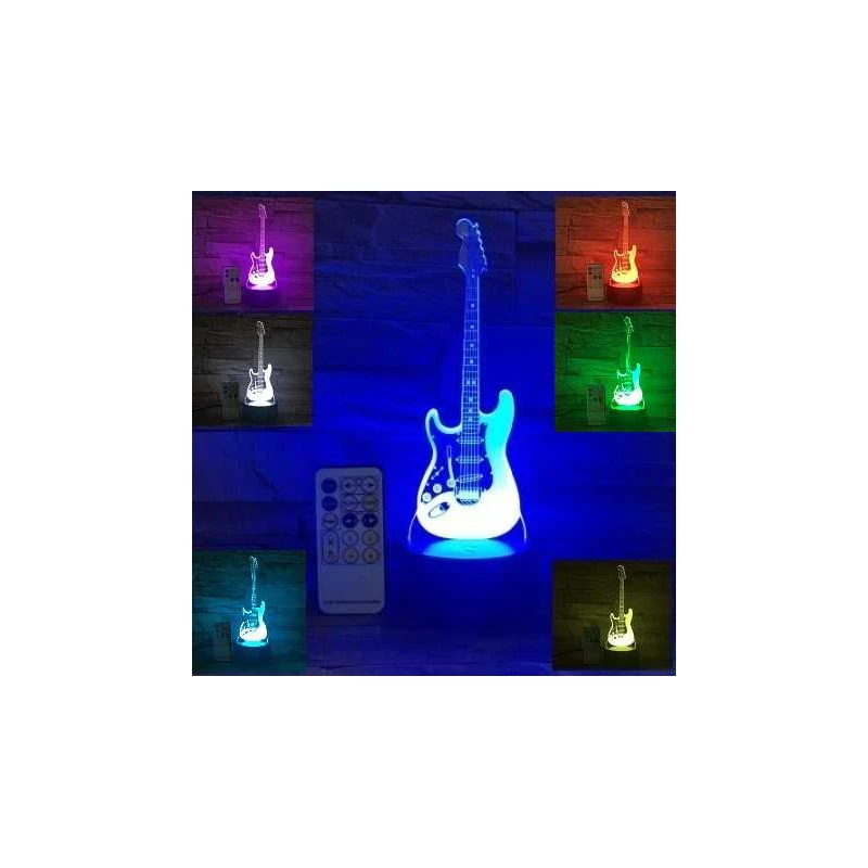Miniatuur ROCK LED gitaar Fender Stratocaster 3D lamp (7 kleuren) met afstandsbediening