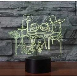 LED 3D lamp Drumstel(7 kleuren instelbaar) one-touch