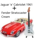 SET Jaguar \'e\' Cabriolet 1961 met gitaar  (NIEUW in doos)