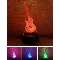 Miniatuur ROCK LED gitaar Gibson Les Paul 3D lamp (7 kleuren) met afstandsbediening/remote control