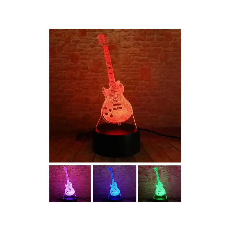 Miniatuur ROCK LED gitaar Gibson Les Paul 3D lamp (7 kleuren) met afstandsbediening/remote control