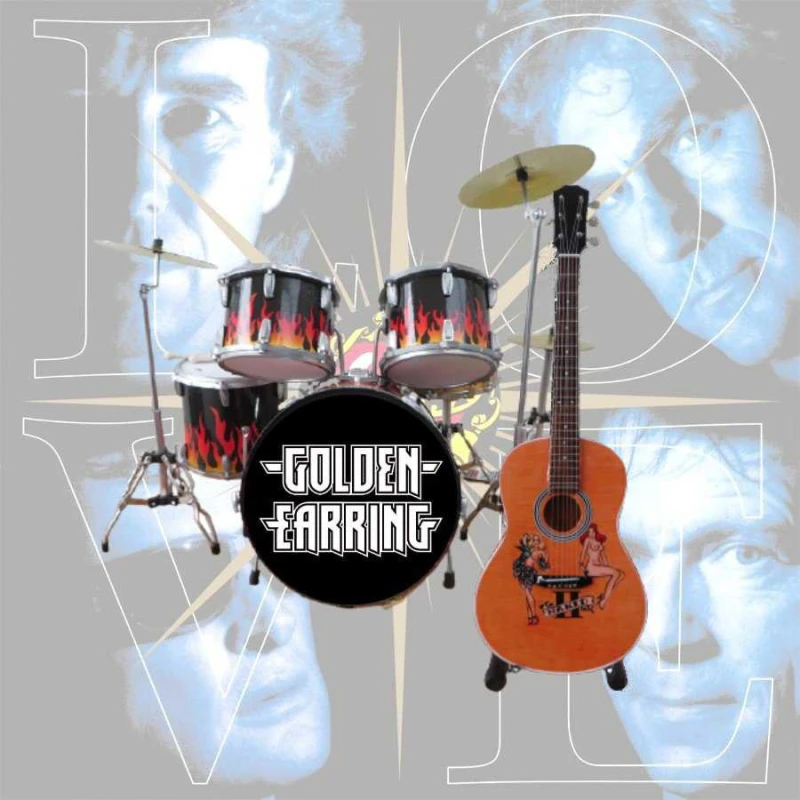 Set: drumstel Golden Earring met gitaar 'The Naked Truth'  TIJDELIJK LEVERBAAR !!!