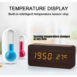 Wood Klock - houten digitale klok met temperatuur en datum/wekker functie !