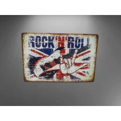 Wandbord  ROCK 'N ROLL 'ENGLAND' Vintage Retro - Mancave - Wand Decoratie - Reclame Bord - Metalen bord