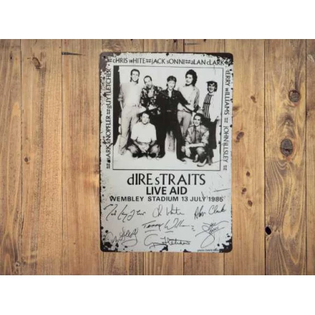 Wandbord DIRE STRAITS  'Live Aid 1985' - Vintage Retro - Mancave - Wand Decoratie - Reclame Bord - Metalen bord