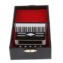 Miniatuur handgemaakte Accordeon Classic met 9 bass knoppen in zwart doosje
