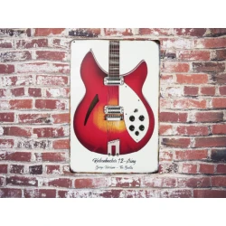 Wandschild Rickenbacker George Harrison THE BEATLES – Vintage Retro – Mancave – Wanddekoration – Werbeschild – Metallschild