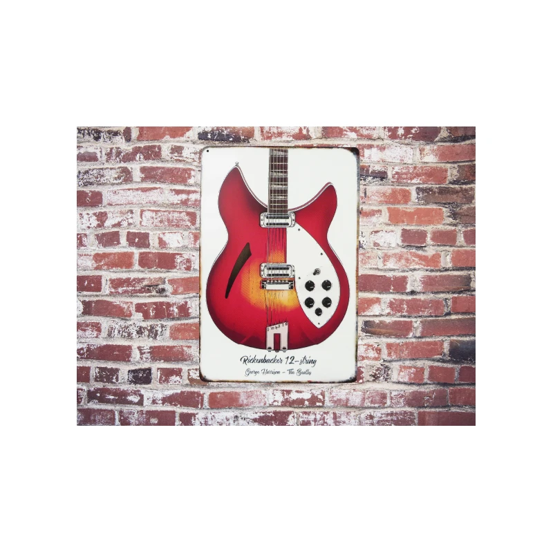 Enseigne murale Rickenbacker George Harrison THE BEATLES - Vintage Retro - Mancave - Décoration murale