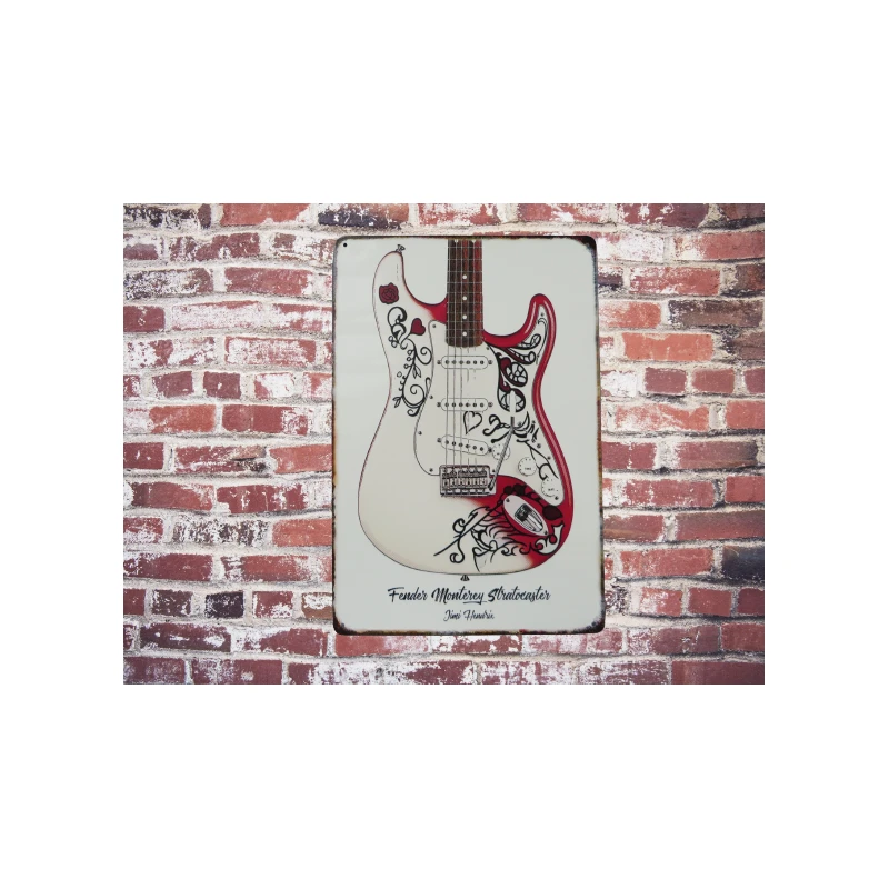 Metallwandschild Fender Monterey Stratocaster Jimi Hendrix