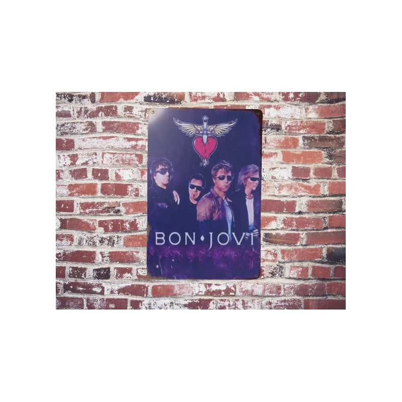 Enseigne murale Bon Jovi Vintage Retro - Mancave - Décoration murale - Enseigne publicitaire - Enseigne en métal