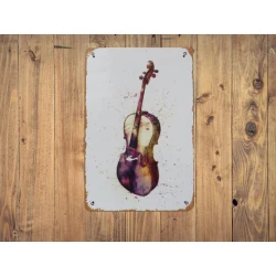 Wandschild Cello - Kontrabass Vintage Retro - Mancave - Wanddekoration - Werbeschild - Metallschild