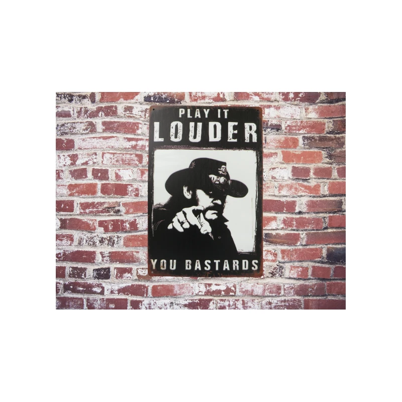 Wandbord LEMMY KILMISTER "Play it Louder"  - Mötorhead - Mancave - Wand Decoratie - Reclame Bord - Metalen bord