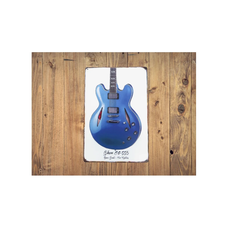 Wandschild Gibson ES-335 Dave Grohl FOO FIGHTERS – Vintage Retro – Mancave – Wanddekoration – Metallschild