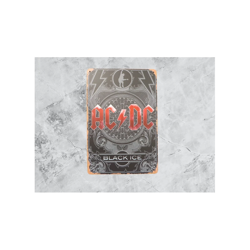 Wandbord ACDC 'Black Ice' Vintage Retro - Mancave - Wand Decoratie - Reclame Bord - Metalen bord
