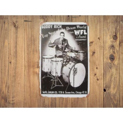 Wandbord BUDDY RICH "WFL drums 1958"  - Vintage Retro - Mancave - Wand Decoratie - Metalen bord