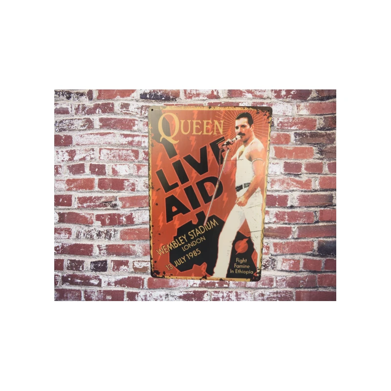 Wall sign QUEEN 'LIVE AID 1985' - Vintage Retro - Mancave - Wall Decoration - Advertising Sign - Metal sign