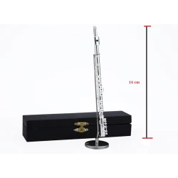 Miniature metal transverse flute with stand and case