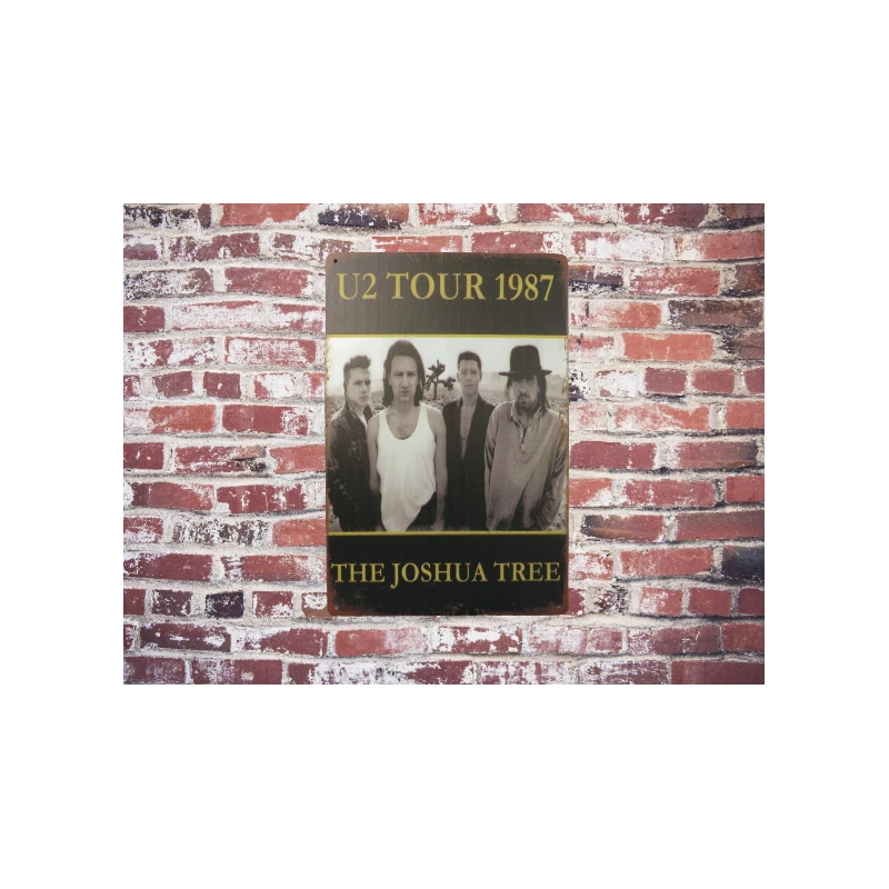 Wandschild U2 „The Joshua Tree – U2 Tour 1987“ – Vintage Retro – Mancave – Wanddekoration – Werbeschild – Metallschild