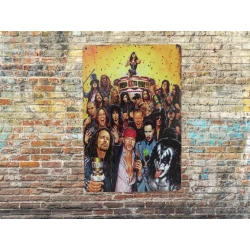 Wandteller aus Metall „Die 100 größten lebenden Rockstars!“ - Vintage Retro - Mancave - Wanddekoration - Werbeschild