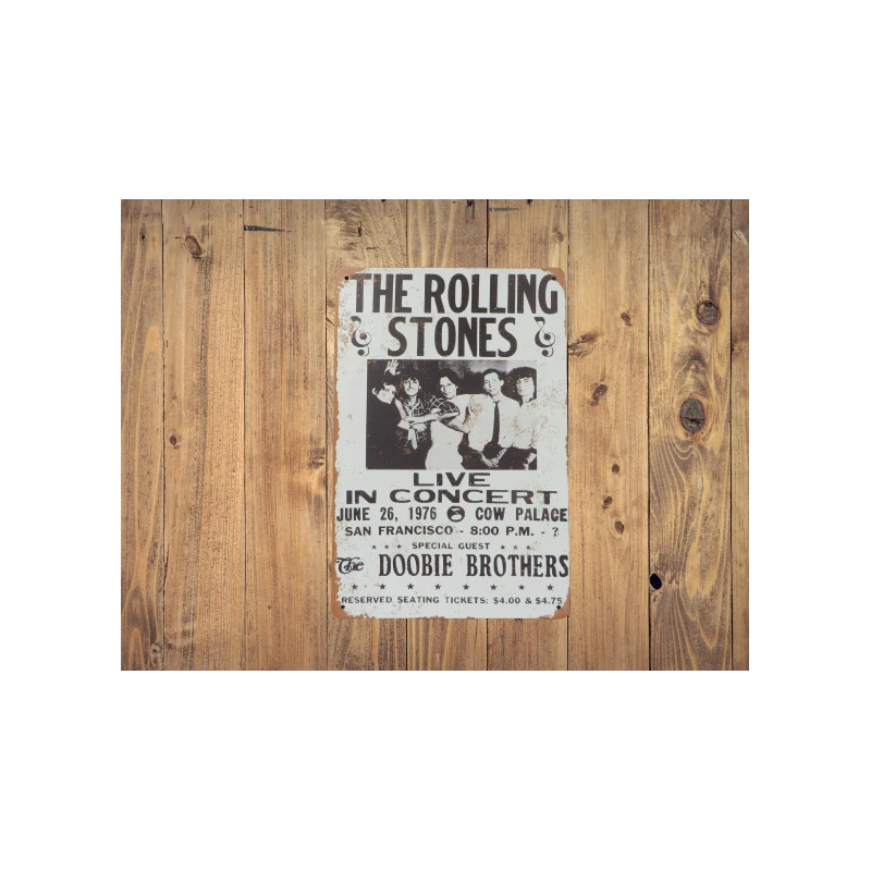 WANDBORD The Rolling Stones "Live in concert 1976' - Vintage Retro - Mancave - Wand Decoratie - Reclame Bord - Metalen bord
