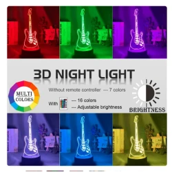 Miniature ROCK LED guitar Fender Stratocaster 3D lamp (16 colors) with remote control