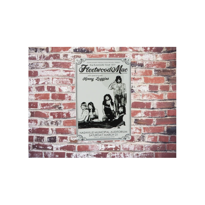 Enseigne murale FLEETWOOD MAC "The Rumours Tour 1977"  Vintage Retro - Mancave - Décoration murale