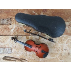 handgefertigte Geige (braun) mit Bogen, koffer und Ständer ca. 16 cm