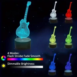 Guitare miniature ROCK LED Gibson Les Paul Lampe 3D (16 couleurs) avec télécommande