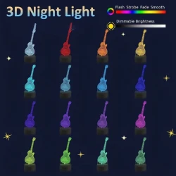 Miniatur-ROCK-LED-Gitarre Gibson Les Paul 3D-Lampe (16 Farben) mit Fernbedienung