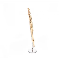 Flûte traversière miniature en métal avec support et étui