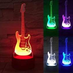 ROCK LED-Gitarre Fender Stratocaster 3D-Lampe (7 Farben einstellbar) One-Touch.