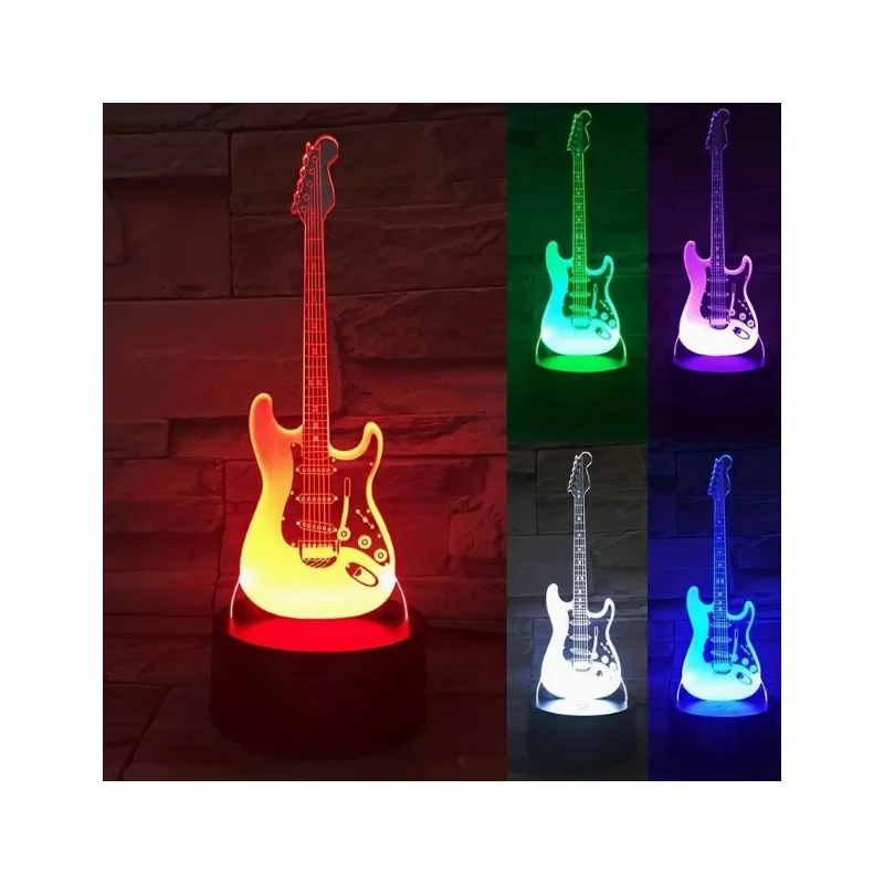 Guitare ROCK LED Fender Stratocaster Lampe 3D (7 couleurs réglables) one-touch.