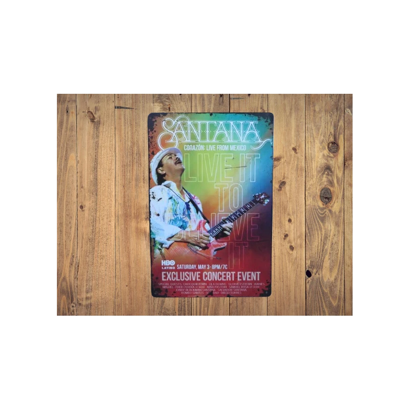 Metallwandschild SANTANA live from Mexico - mancave - metal plate -