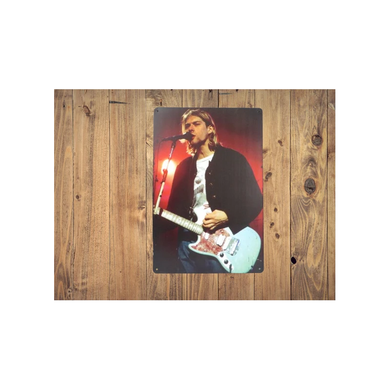 Wandbord Kurt Cobain - NIRVANA -  - Vintage Retro - Mancave - Wand Decoratie - Reclame Bord - Metalen bord