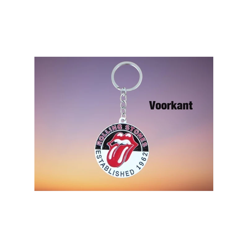 Porte-clés avec logo en relief en métal moulé sous pression, langue et lèvres des Rolling Stones