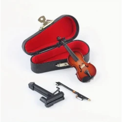 violon fait main (marron) avec archet, étui à violon et support environ 10 cm