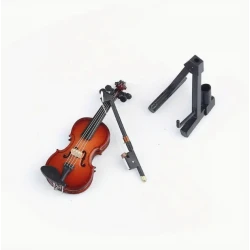 violon fait main (marron) avec archet, étui à violon et support environ 10 cm