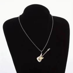 Necklace with guitar (Fender Stratocaster) pendant silver-colored