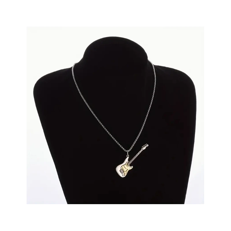 Necklace with guitar (Fender Stratocaster) pendant silver-colored